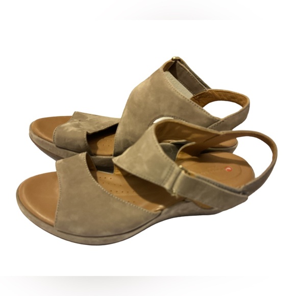Unstructured By Clarks Grey Nubuck Gris Wedge Sandal Shoes - Picture 2 of 10